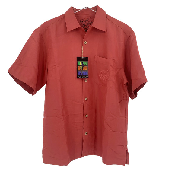 NATIVE OUTFITTERS Camp Shirt Size L New $99 Red Rust Coral Woody Car Boating - Picture 4 of 9